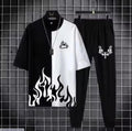 Black Flame Print Track Suit for Men Micro Interlock