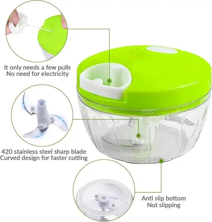 Spin chopper with pull cord