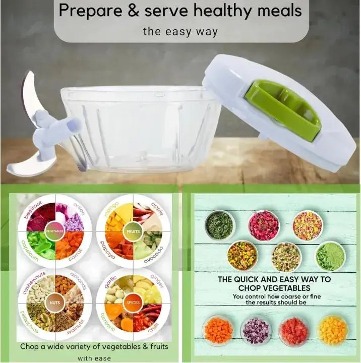 Spin chopper in use on kitchen counter