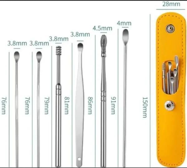 Portable Ear Cleaning Tool Set of 6 Stainless Steel