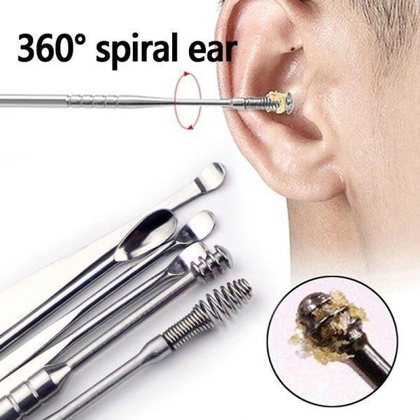 Portable Ear Cleaning Tool Set of 6 Stainless Steel