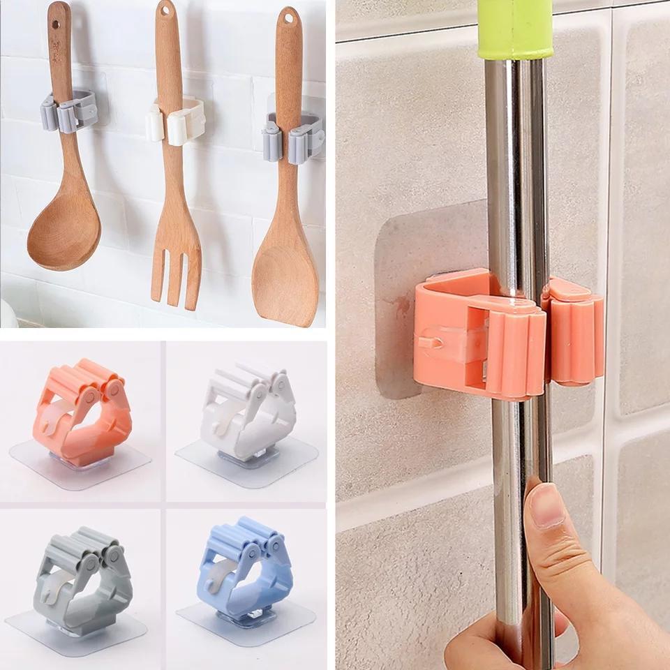 Wall Mounted Mop Holder Pack of 3 No Glue Residue