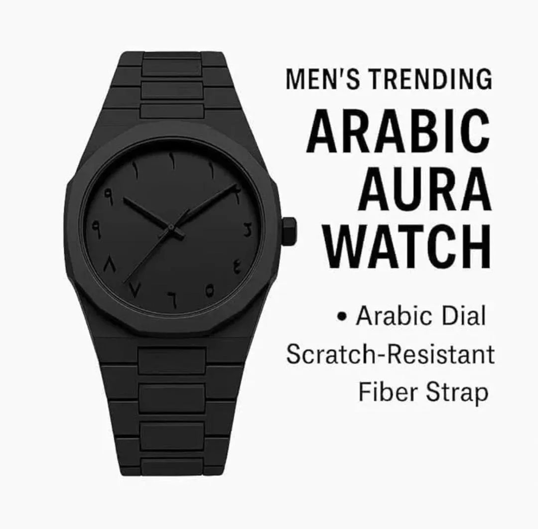 Men's Black Arabic Dial Aura Watch