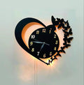Heart & Butterfly Wall Clock Black