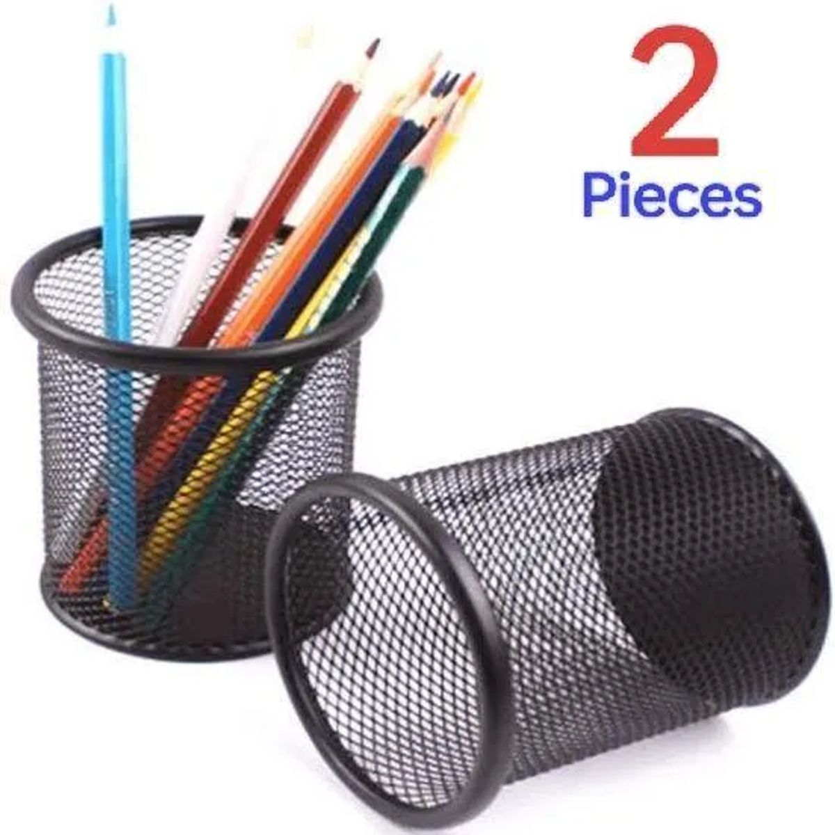 Black Metal Pen Holder Pack of 2 for Office & School