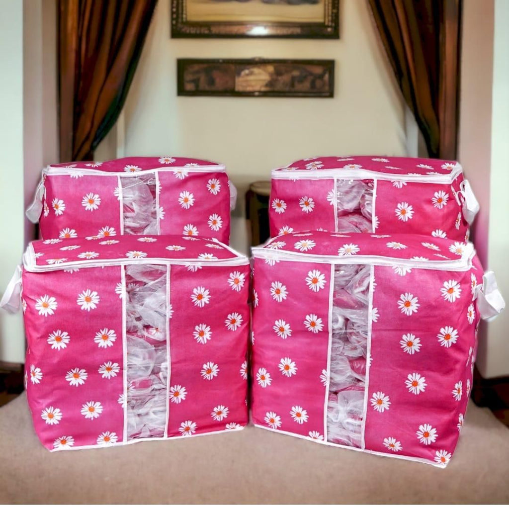 Pink Daisy Storage Bags 25kg Dustproof Oxford Cloth