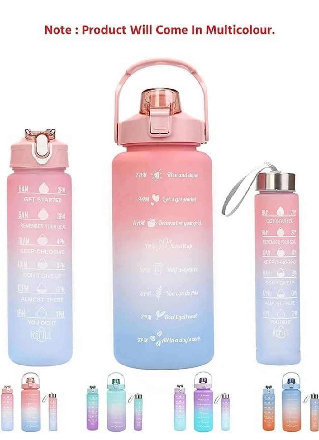 3-Piece Insulated Water Bottle Set for Gym Office Travel