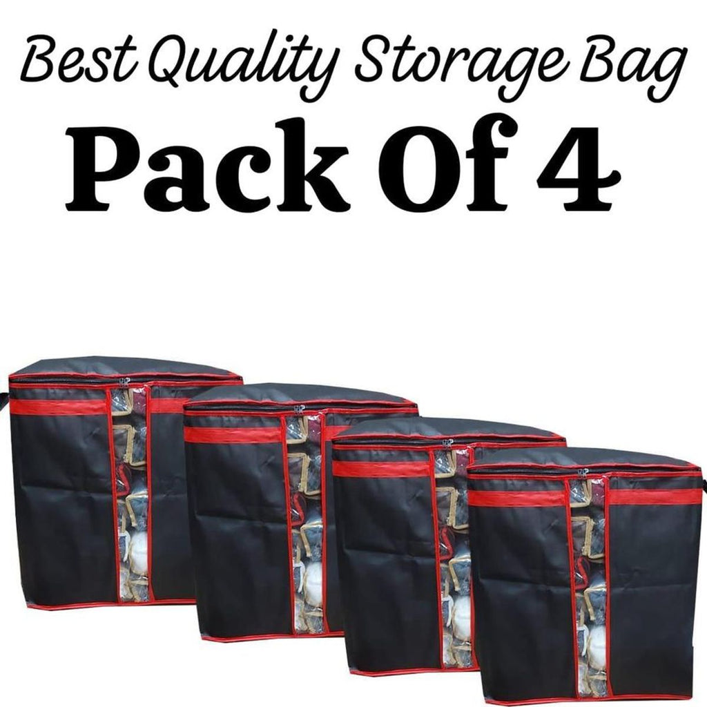 Storage Bags Pack of 4 Black Red