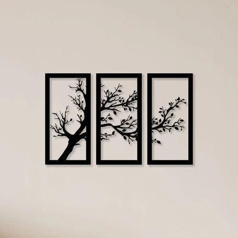 Modern Tree Wall Art Set Black Laser Cut