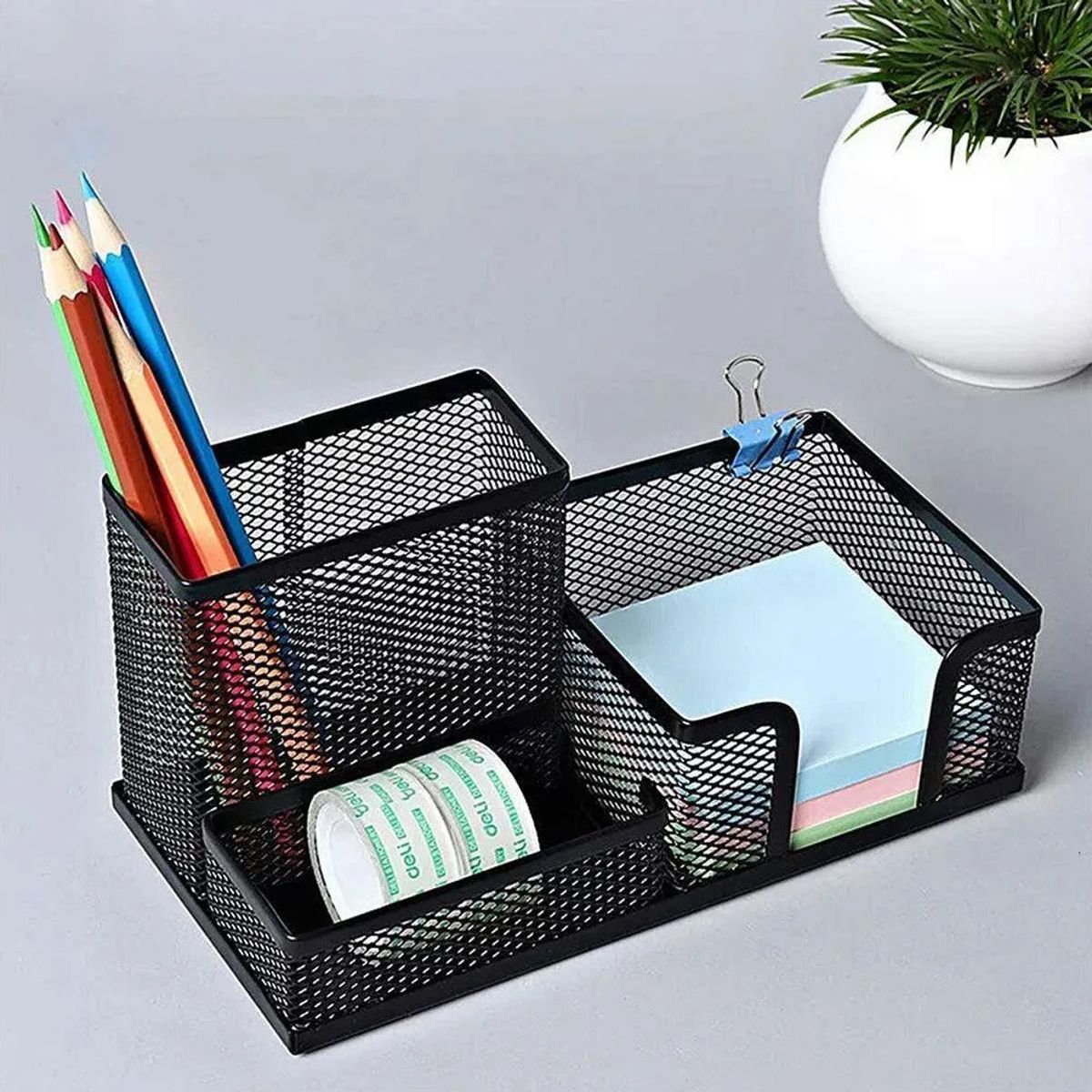 Black Mesh Desk Organizer - compartments