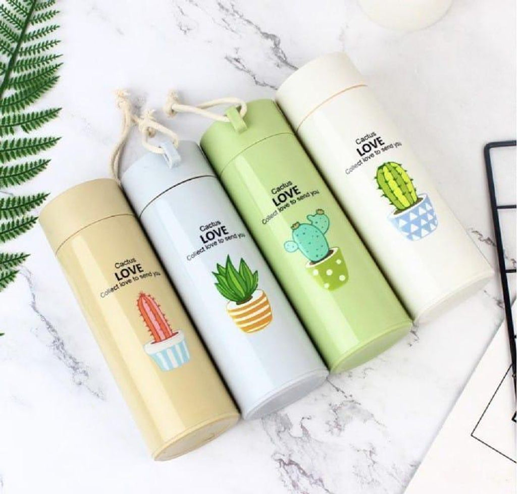 500ml Insulated Water Bottle Cactus Design ABS Plastic