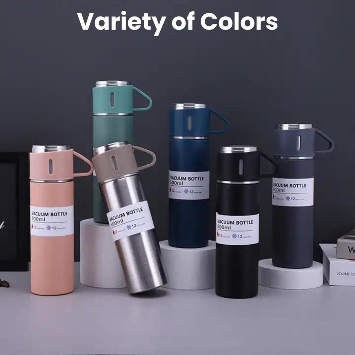 Vacuum Water Bottle Black - size